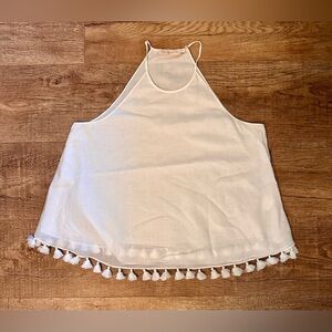Tory Burch White Tassel Sleeveless Top Size XS